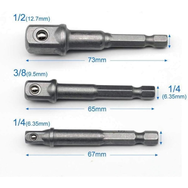 8 stycken 1/4\" 3/8\" 1/2\" Magnetiska Bitshållare Skruvmejsel Förlängning