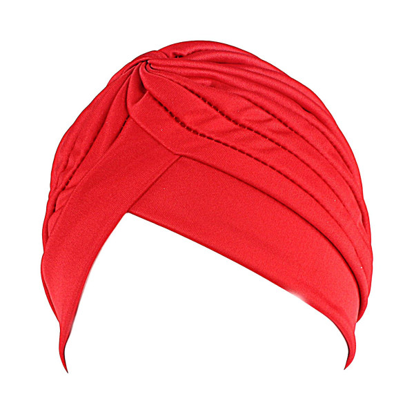 Farfi Pleated Turban Hat Breathable Stretchy Anti-uv Sun-proof No Brim Beanie Hat Party Accessories Red