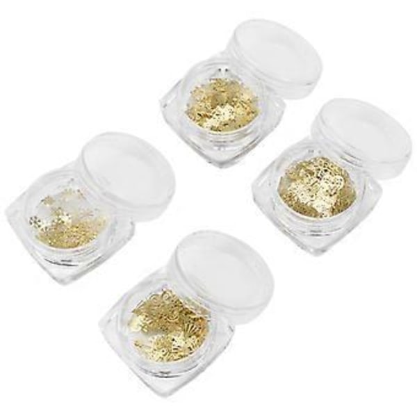 4 Ask Jul Nagelstickers Jul Nageldekaler Metall Nagelkonst Dekor (Gyllene)
