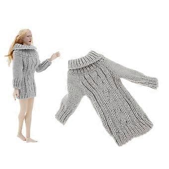 1/6 Skala Casual Strikket Oversized Langærmet Pullover Sweater Outfit til (Grå)