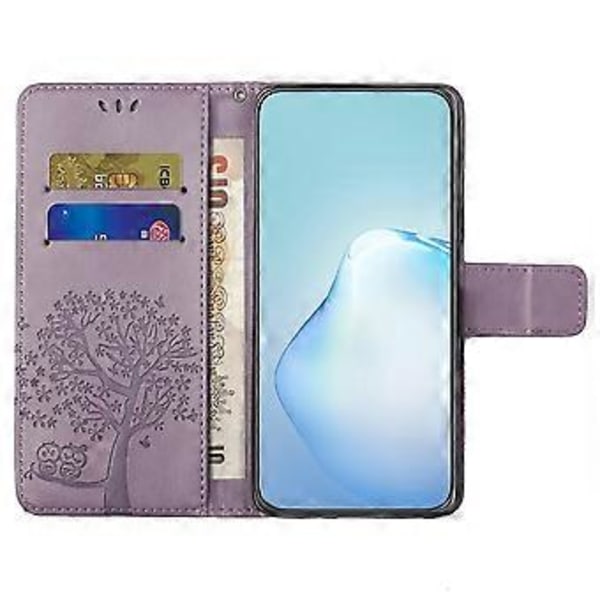 Til Motorola Moto G35 5G Etui PU Læder Ugle Træ Præget Pung Telefon Cover (Style G)