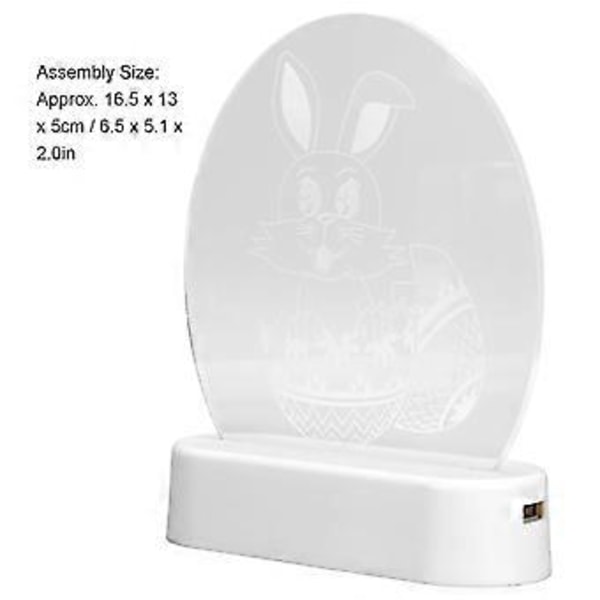 Kanin 3D Natlampe Kaninform Energibesparende 3D Kaninlampe Slidstærk ABS Akryl LED Påske Natlampe til Børn