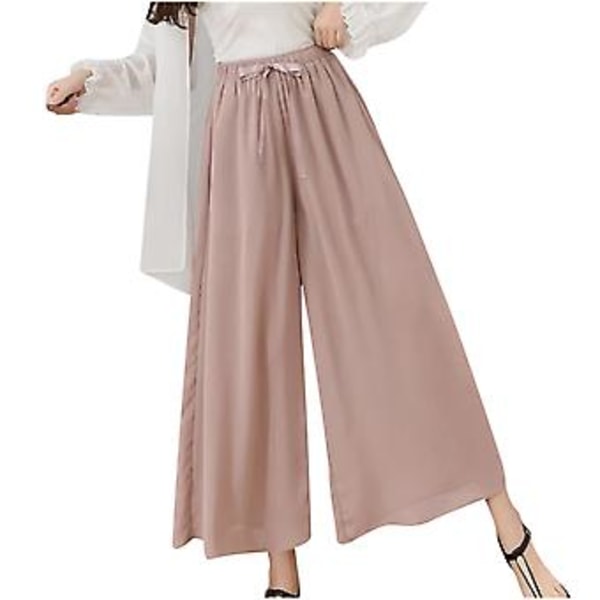 Dame Chiffon Vidbenet Bukser Store Løse Temperament Casual Bukser Skørtebukser Kvinder XXXL Pink