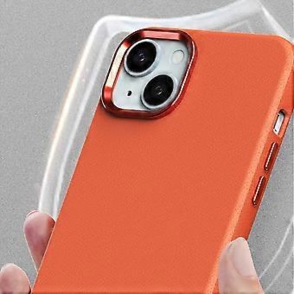 Til iPhone 15 Plus Cover PC+PU Læder Anti-Drop Telefon Cover Kompatibel med MagSafe (Style D)