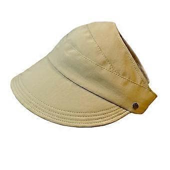 Solhat til kvinder Solbeskyttelse Hat Dame Bred Skygge Hestehale Strandhat Sol (Khaki)