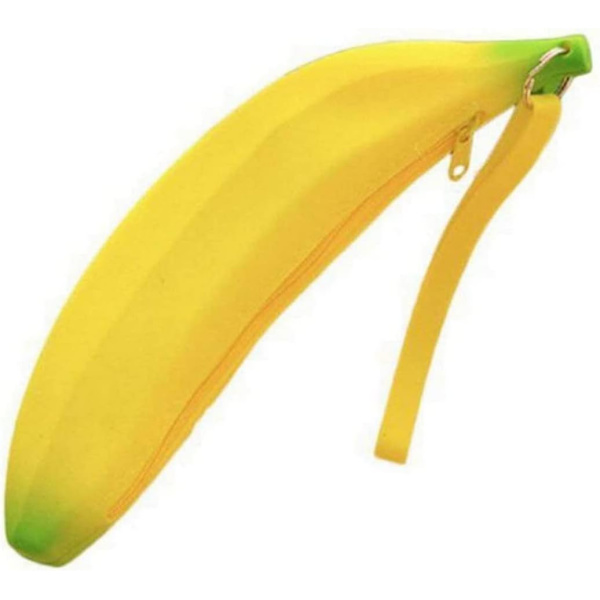 Stor Kapacitet Banan Form Pung Pen Pung Blyant Etui Sød Silikon Pung Mønt Pung Nøglepung - Gul