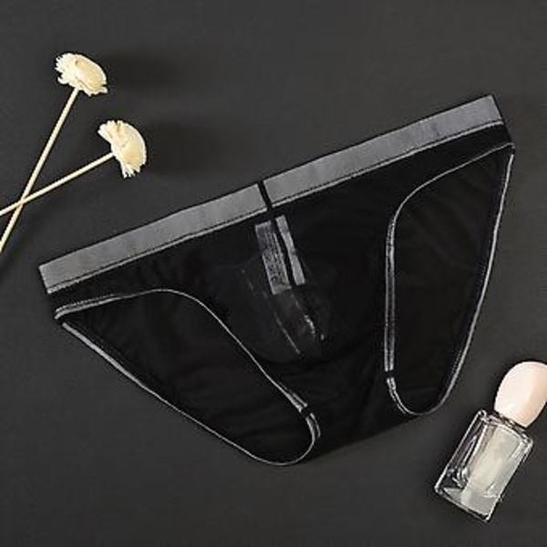 Fianao Lavt Liv U Konveks Mænds Trusser Sexy Transparent Net Garn Undertøj Daglig Brug (L Hvid)