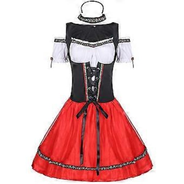 Naisten Oktoberfest Dirndl -asu Saksalainen olutpiika Tavernan tarjoilijatar Puku Cosplay Halloween Hieno juhlapuku (XL)