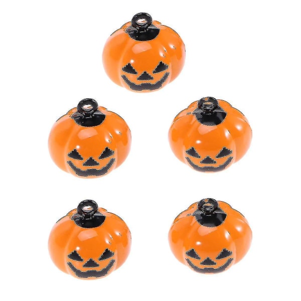 5pcs Cartoon Pendant Pumpkin Shape Jingle Bells Copper Pet Necklace Accessories Halloween Decoration(orange)