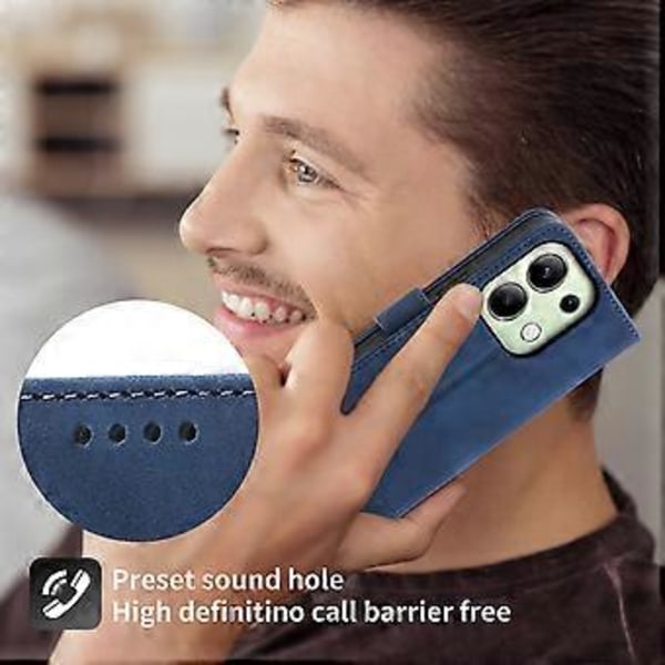 DIERFENG DF-03 för Xiaomi Redmi Note 13 4G Fodral Plånbok Läder Flip Telefonfodral - Blå(Blå)