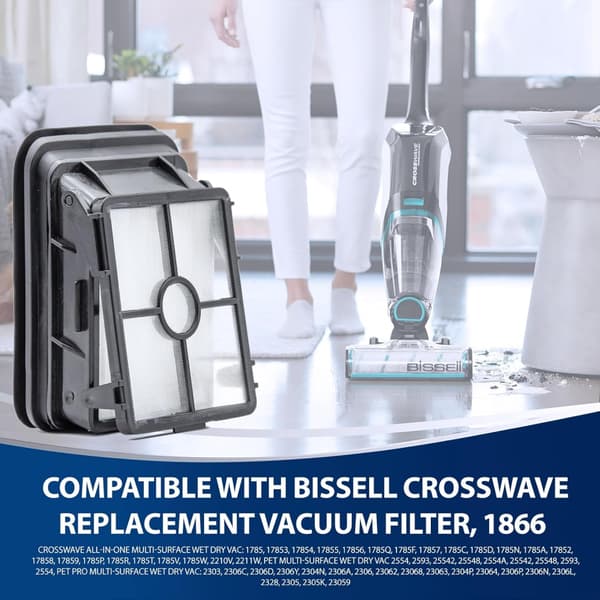 Bissell Crosswave 4Pcs 1866 1866F Vaskbare Erstatningsfilter fo
