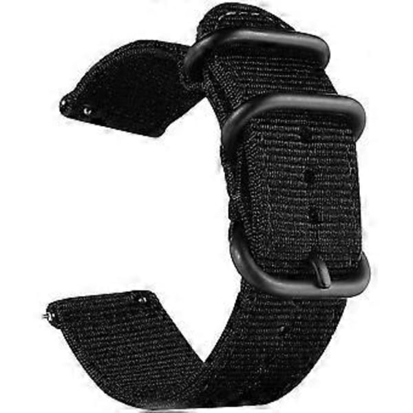 20mm Svart Universal Ballistisk Klockarmband, Nylon Canvas Vävd Ögla Ersättningsarmband Spänne Fäste Justerbar Stängning för Smartklocka