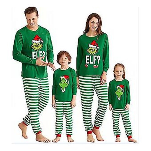 Julgrinch Familjematchande Pyjamas Pyjamas Set Topp Randig Byxor Outfit Sovkläder Jul Nattunderkläder För Män Kvinnor Unisex Barn Barn Baby (XL Mamma)