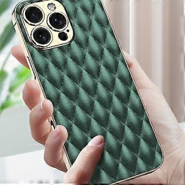 GKK iPhone 16 Pro -kotelo, vinoneliökuvioitu PU+TPU+PC-puhelinkuori, galvanoidulla reunuksella (tyyli C)