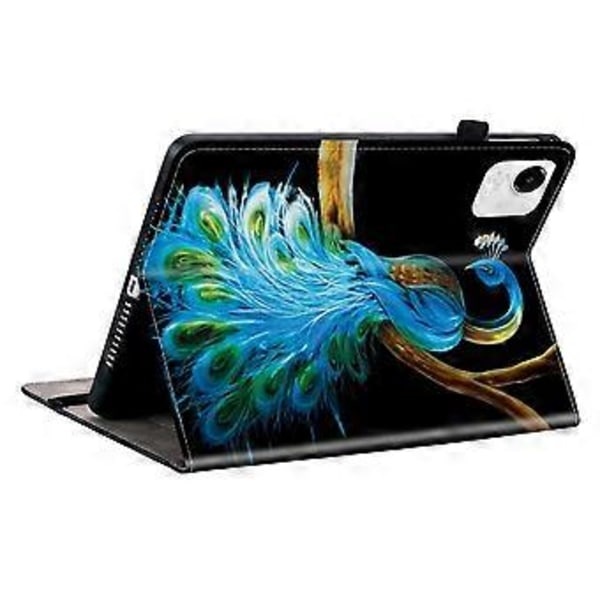 För Honor Pad X9a Läderfodral Mönstertryckt Ställ Tablet Skydd med Kortfack (Påfågel)