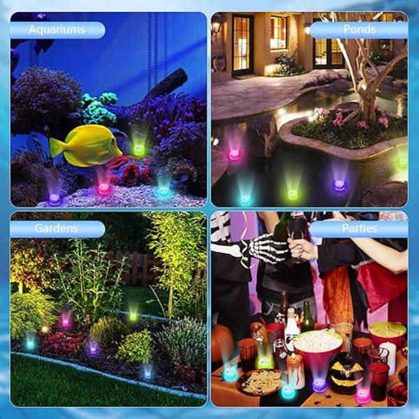 Mini nedsænkelige LED-lys, 6 stk. LED-stearinlysbelysning, 4 tilstande 16 RGB Co