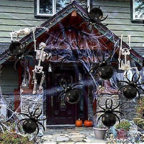 17,2\" Halloween Sorte Edderkoppe Balloner - 12 stk. Mini Edderkopper Folieballon til Halloween Dekoration Dødedag Nytår Fødselsdag Spooky Party Leverandør