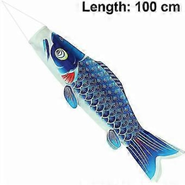 Sininen tuulipussi karppi tuulipussi kala lippu kala tuuliviiri ulkokoriste, puutarhaan, takapihan koristeluun (100cm)