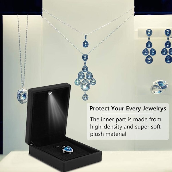 LED Ring Box, Anti-scratch indvendig blødt fløjlsfor, Ringe/Pen