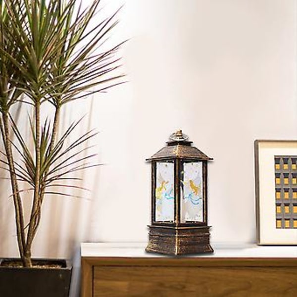 Juleflamme Lantern Nissejulepynt Lampe Jule-LED Lysende Ornament Lysestake Lampe Bronse Engel Stil BE