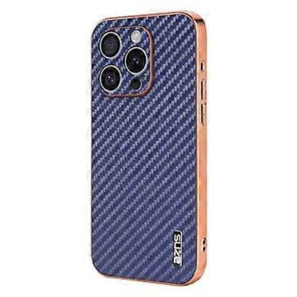 AZNS iPhone 16 Pro -kotelo, galvanoidulla hiilikuitukuvioisella PU+TPU-puhelinkuoressa (Tyyli D)