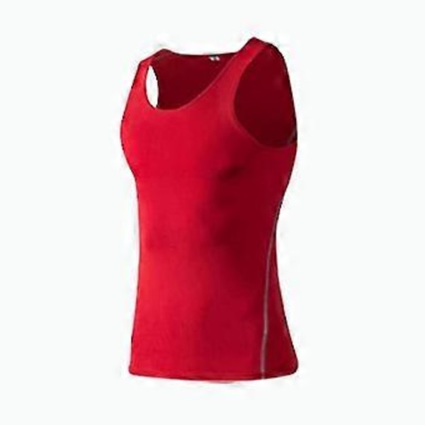 Vest Sport Tight Vest Herrar Snabbtorkande Andningsbar Elastisk Leggings Löpning Sport Undertröja Fitness Träning Fitness Topp-c(XXL Röd)