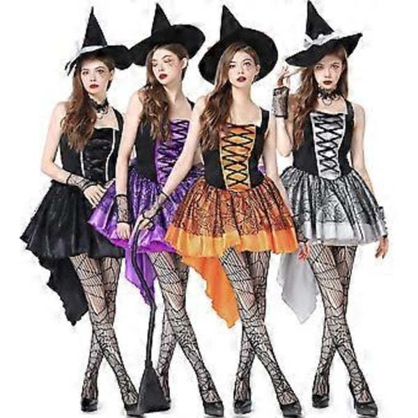 uhnmki Dirndl Kjoler Dame Halloween Mesh Sling Heksekostyme Multi Party Sammenkomst Sexy Halloween Kostymer for Kvinner(XS Orange)