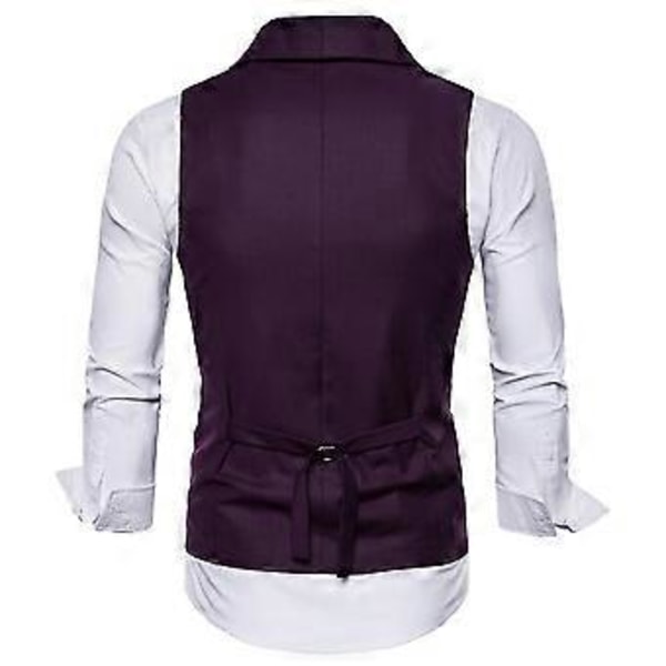 Allthemen Miesten Business Virallinen Yksivärinen Reversikaulus Kaksirivinen Slim Liivi (M Burgundy)