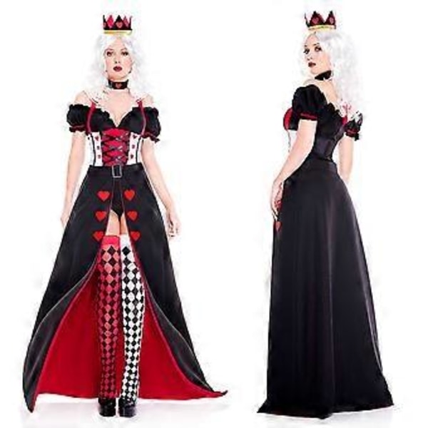 Halloween Cosplay Hjärterdam Prinsessa Alice i Underlandet Röd Drottning Klänning (Endast Klänningsdräkt i M)