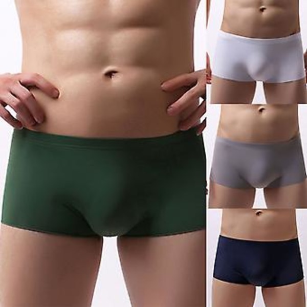 Fianao Mænd U Konveks Is Silke Underbukser Seamless Super Tynd Boxer Underbukser (M Grå)