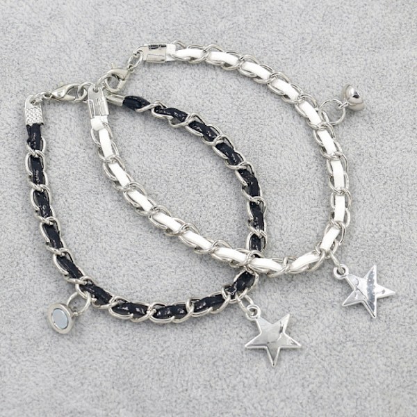 1 par matchende magnetiske armbånd stjerneformet anheng justerbar H