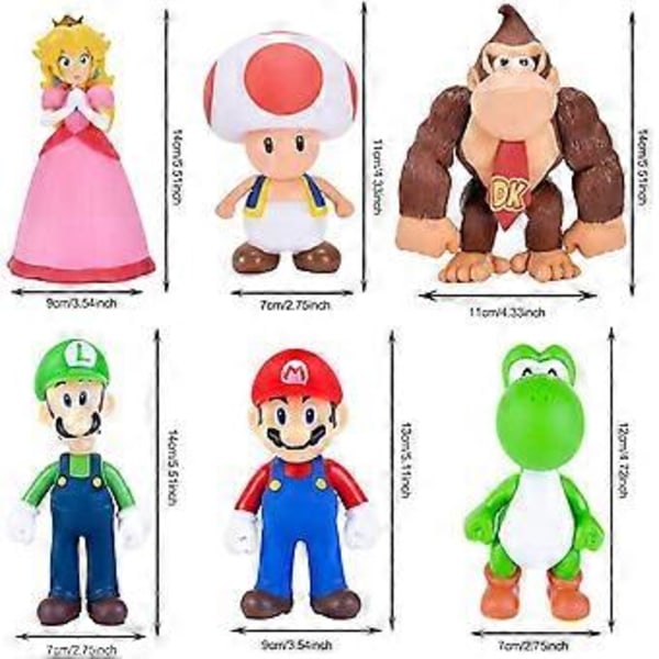 Super Mario Bros Figurer Tegnefilm Model Dukke Legetøj Børns Fødselsdagskage Toppers Skrivebords Dekoration Samling Gave (F)