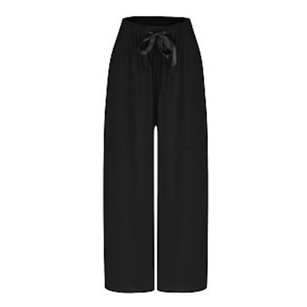 Dame Chiffon Vidbenet Bukser Store Løse Temperament Casual Bukser Skørtebukser Kvinder L Sort