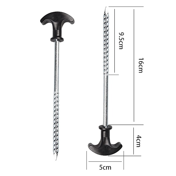 5 stk. teltplugger i stål - Heavy Duty plugger med gjenger for camping
