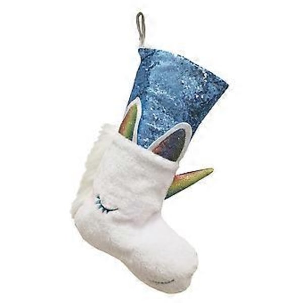 1 stk Unicorn Gavepose Søt Godteripose Fruktpose Morsom Sokkpose til Jul Barn (Blå)