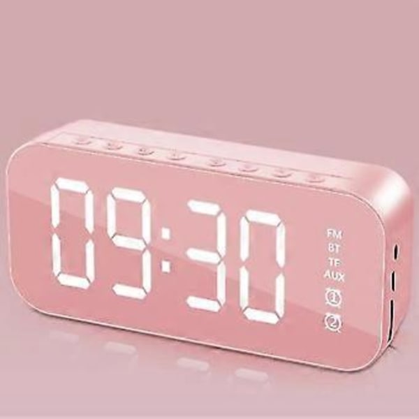 Bluetooth högtalare väckarklocka - rosa