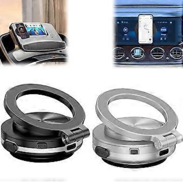 Sähköinen tyhjiömagneettinen auton puhelinteline - 360 astetta kiertävä magneettinen puhelinpidike, vahva magneettinen ote autoon, keittiöön, kuntosalille, kylpyhuoneeseen, suihkuun (harmaa)