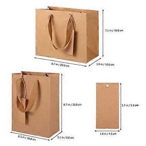 10 stk Kraftpapirposer Gaveinnpakningsposer Matvareposer Handleposer Høytidsposer Bursdagsposer Bryllupsgaveposer