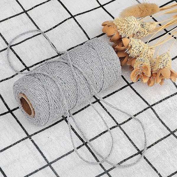 3 mm Makramé-snöre Kompatibla Hantverk 100 m Beige Bomull Makramé Hantverkssnöre Rep Kompatibel Vägg Hängande Växt Hängare Stickning.3MMx100M.Grå