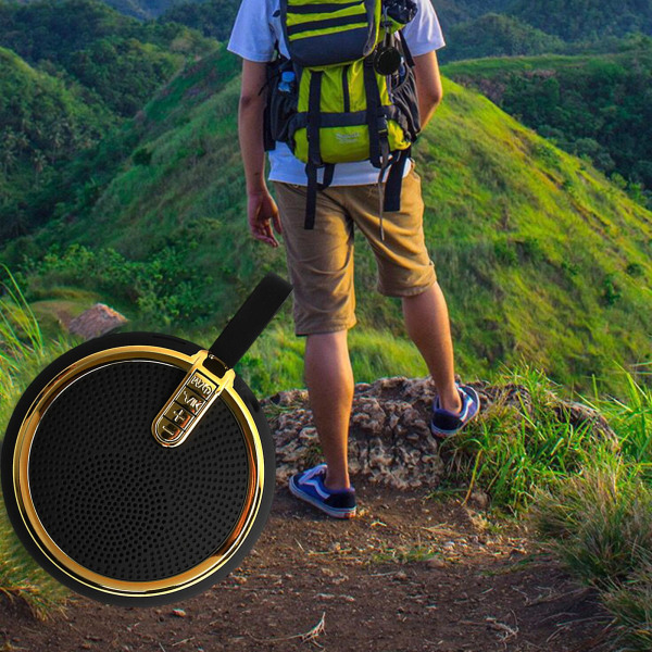 Utomhus portabelt band Bluetooth liten stålkanon, trådlös miniljudhögtalare, portabel liten ljudsubwoofer, långvarig batteritid Gold