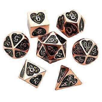 7 kpl Numerolliset Monisivuiset D8 D10 D12 D20 (pronssi)
