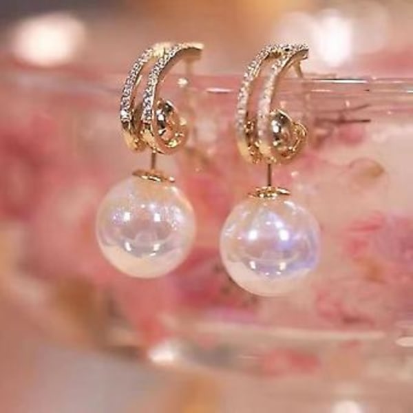 2022 New Inlaid Rhinestone Shiny Pearl Earrings Women&#39;s Personality Fashion Geometry Earrings Wedding Jewelry Birthday Gifts-ed385 ( ED360)