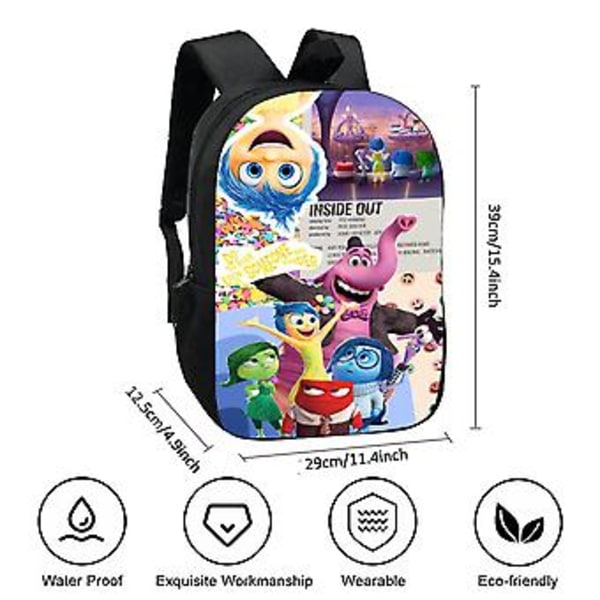 Inside Out 2 -reppu Lapsille Pojat Tytöt Junior 3D Koulukirjapussi Matkustaminen Opiskelija Olkalaukku (16)