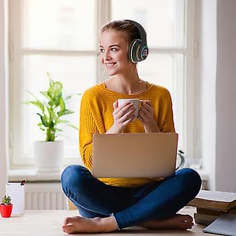 Bluetooth 5.0 Trådlösa Hörlurar, Vikbara, Lång Räckvidd, Stereoljud, Bluetooth-Hörlurar