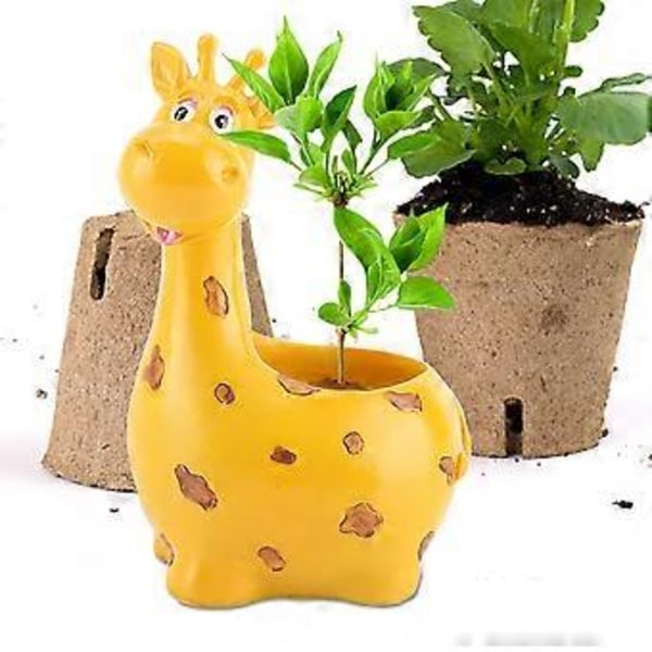 Dekorativ Sukkulent Keramik Pot Sød Dyr Blomster Plante Pot til Hjemmet Skrivebord (Giraf)