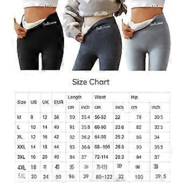 Vintervarme Leggings til Kvinder - Fløjlsplys Foring, Tyk Termisk, Slank (2XL sort)