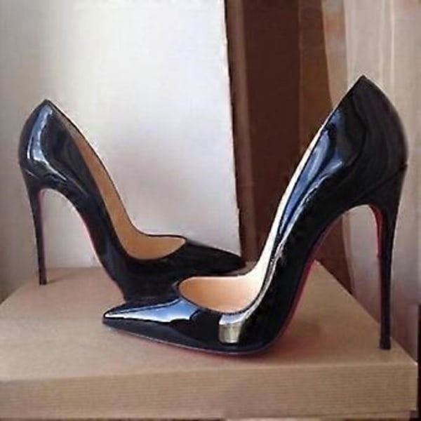 Comemore Dame Røde Såler Pumps Nye Sexede Bund Spidse Sorte Tynde Høje Hæle Sko 8cm 10cm 6cm Lav Sexet Bryllupssko (37 sort 8cm)