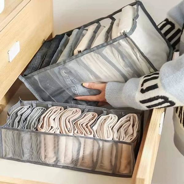 6 stk. skabarrangør, jeans opbevaringsboks, tøjskuffe mesh