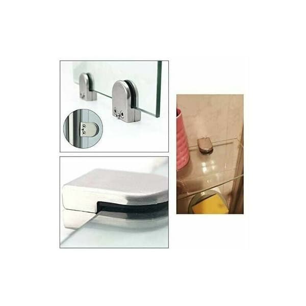 4-pack glasklämmor i rostfritt stål för glas 6-8 mm