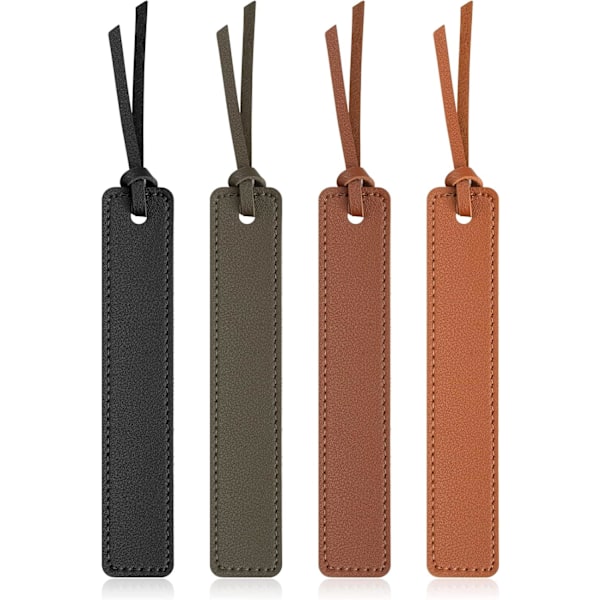 4 Pcs Leather Bookmark, Classic Stitched Bookmark, Bookmarks with Leather Rope, Page Markers Reading Gifts for Book Love